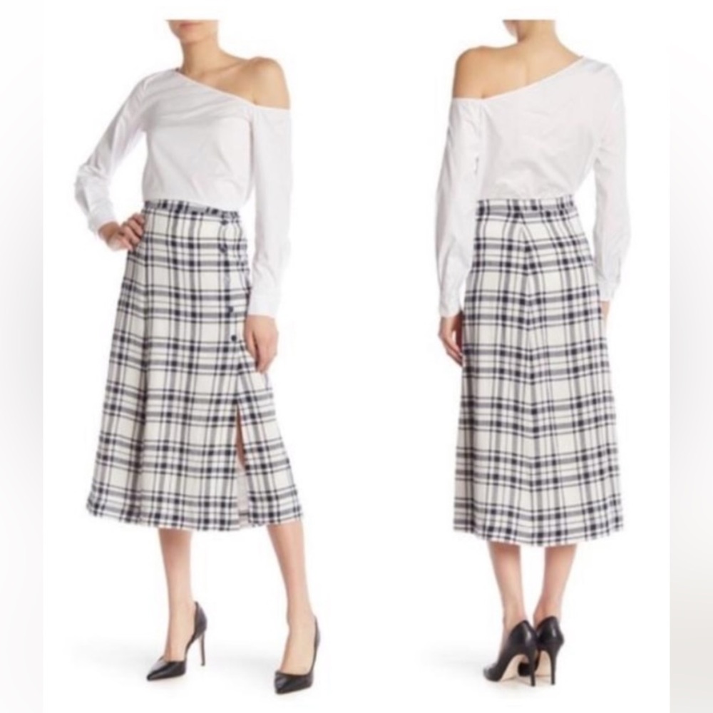 Theory side button plaid summer skirt